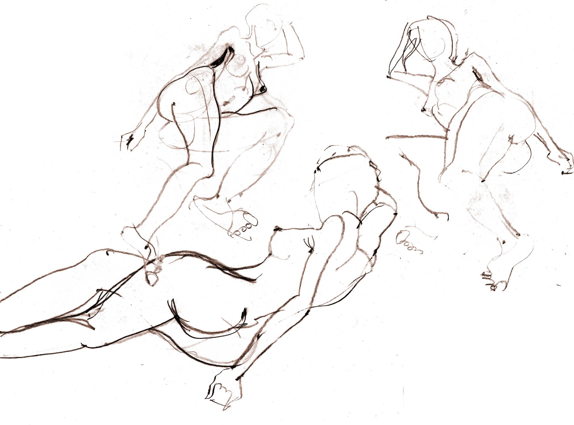 Hand drawing picture. Scan of sketch naked women